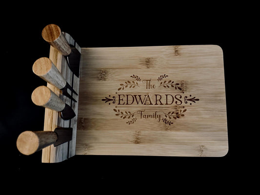 Personalised Cheese Board with Knives, Engraved Bamboo Charcuterie Board, Cheese Knife Set, Wedding Gift, Housewarming Gift f