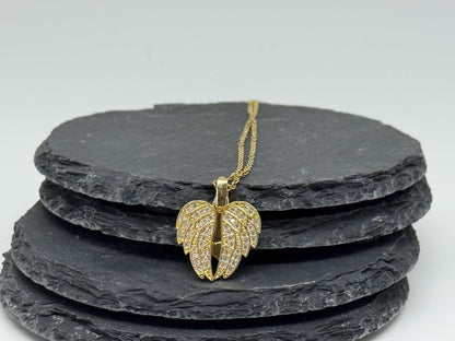 Hidden Heart Angel Wing Necklace – Personalised Memorial Keepsake (Gold or Silver)