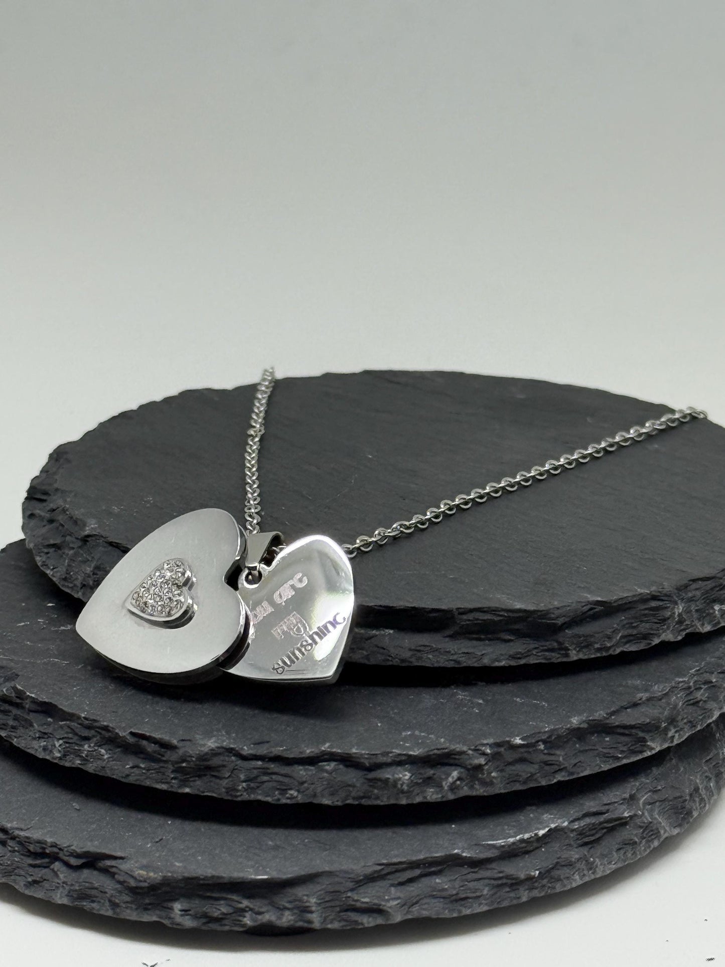 Hidden Heart Locket Necklace - Custom Engravend Hidden Message