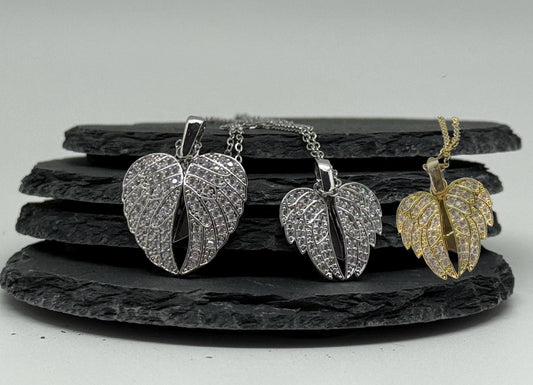Hidden Heart Angel Wing Necklace – Personalised Memorial Keepsake (Gold or Silver)