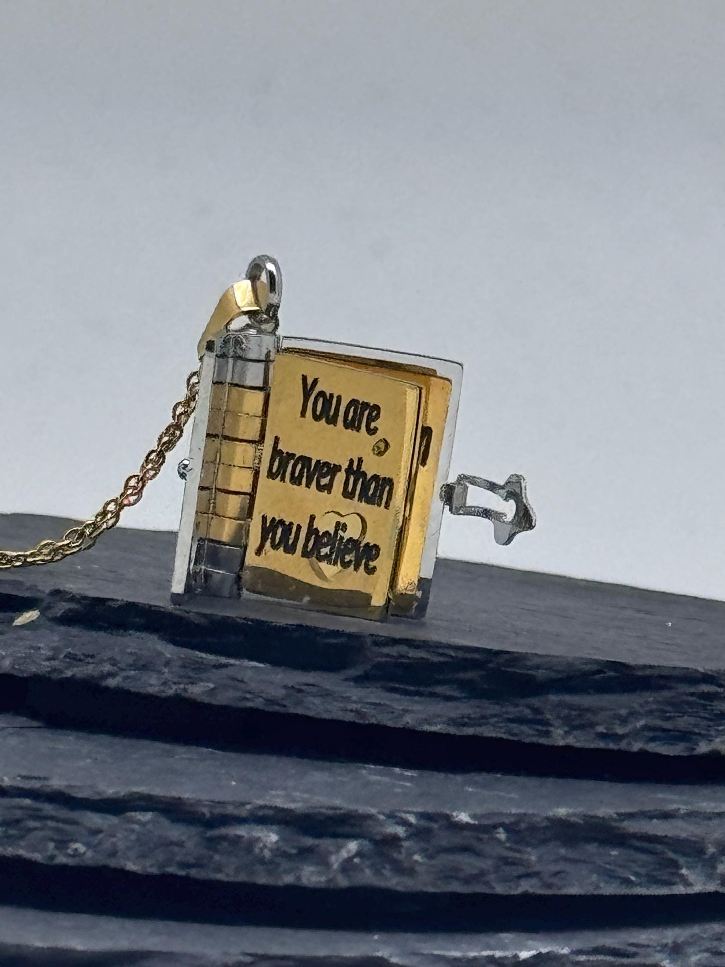 Personalised Book Locket Necklace - Custom Engraved Message