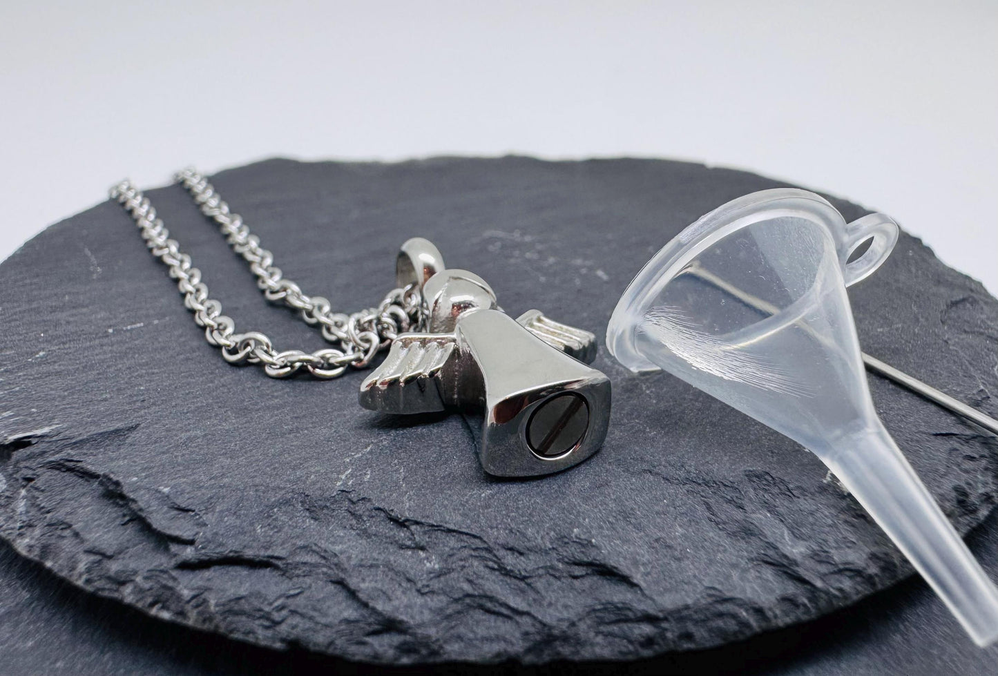 Personalised Angel Ashes Necklace – Memorial Keepsake Urn Jewellery – Loss of Loved One Gift