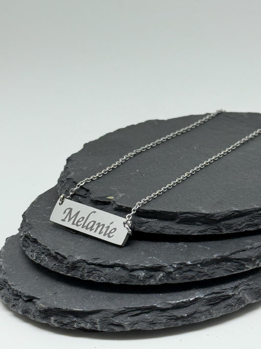 Personalised Bar Necklace - Custom Engraved Nameplate Gold & Silver