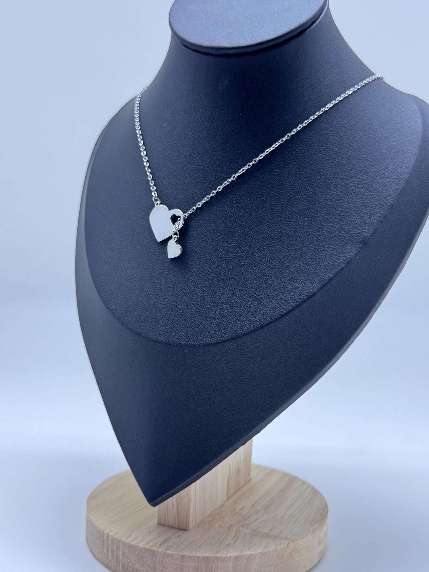 Personalised Engraved Heart Drop down Pendant Necklace.  Gold or Silver.