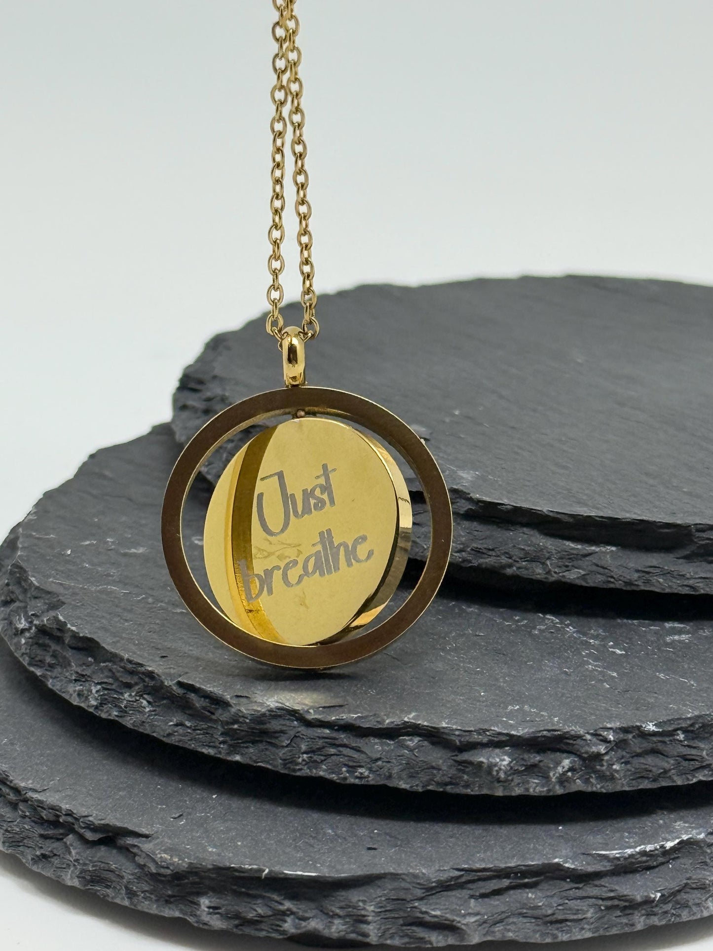 Personalised Spinner Necklace - Custom Engraved Medallion in Gold & Silver