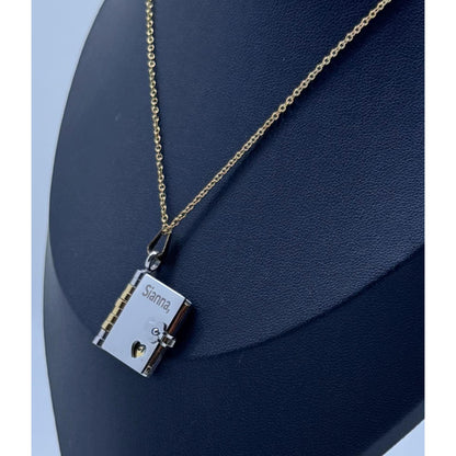 Personalised Book Locket Necklace | Custom Engraved Message
