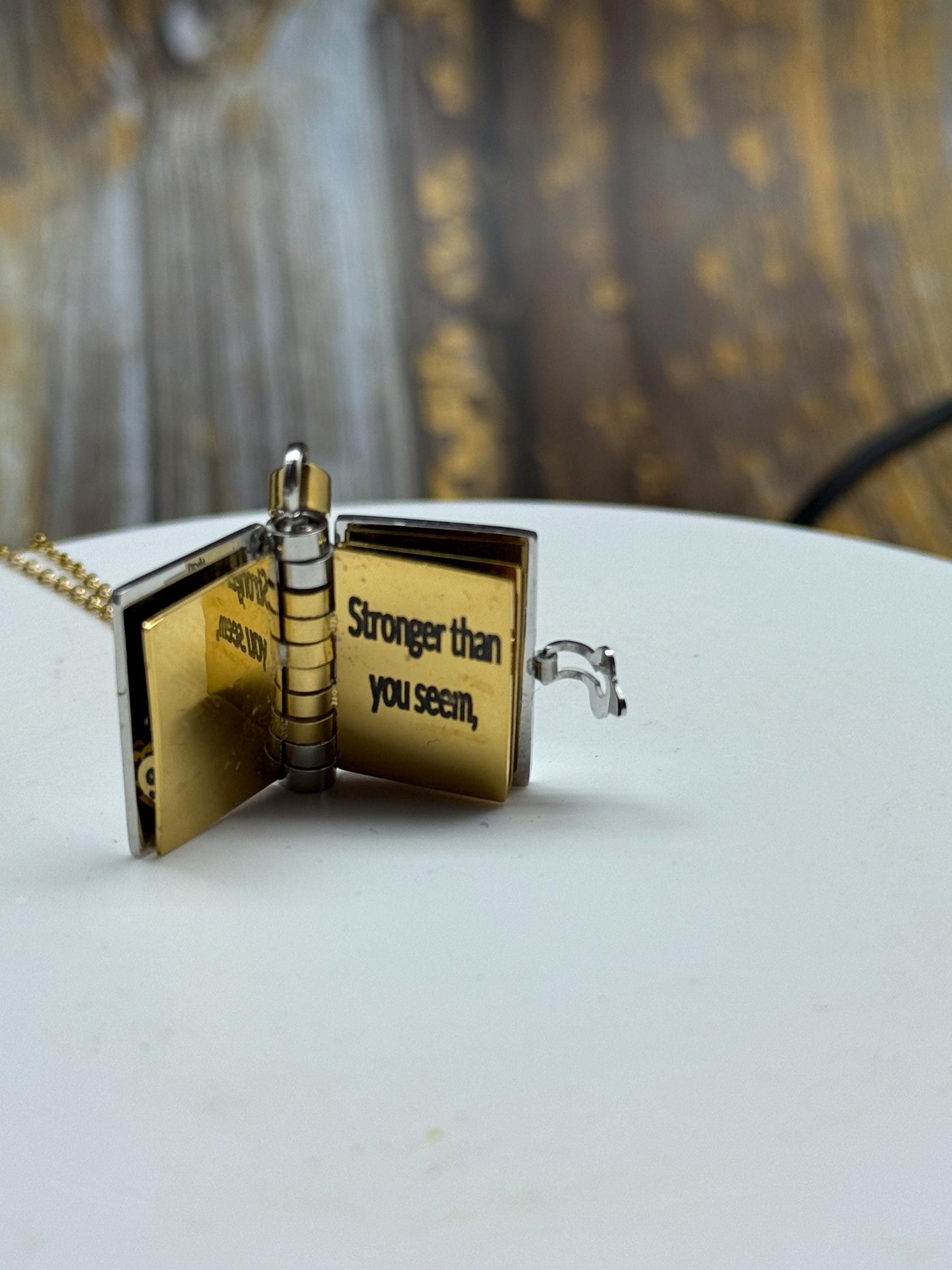 Personalised Book Locket Necklace - Custom Engraved Message