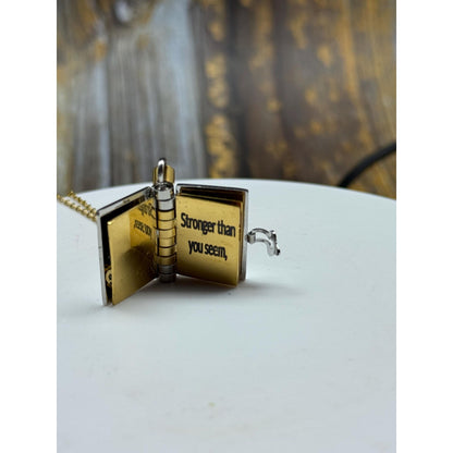 Personalised Book Locket Necklace | Custom Engraved Message