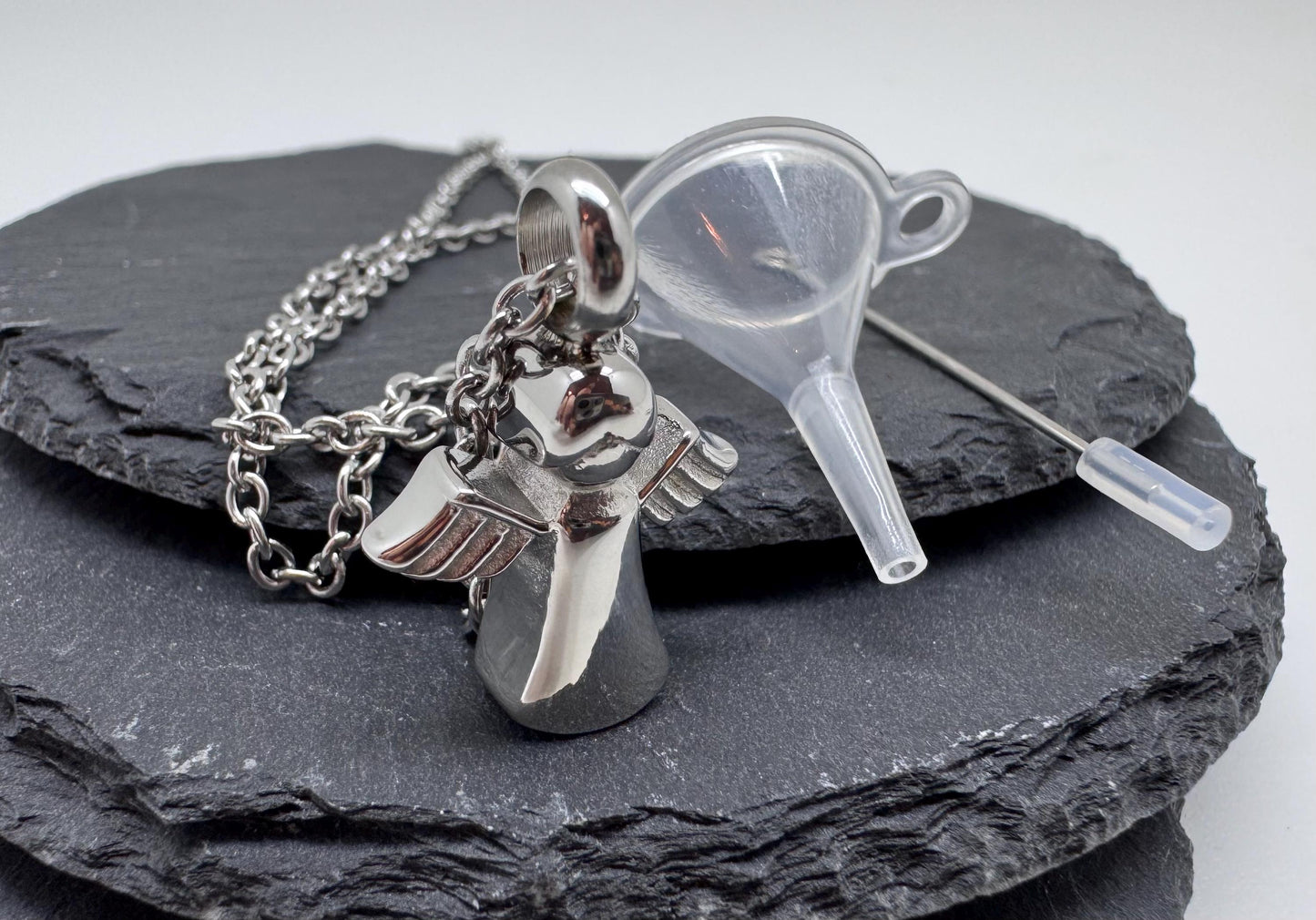 Personalised Angel Ashes Necklace – Memorial Keepsake Urn Jewellery – Loss of Loved One Gift