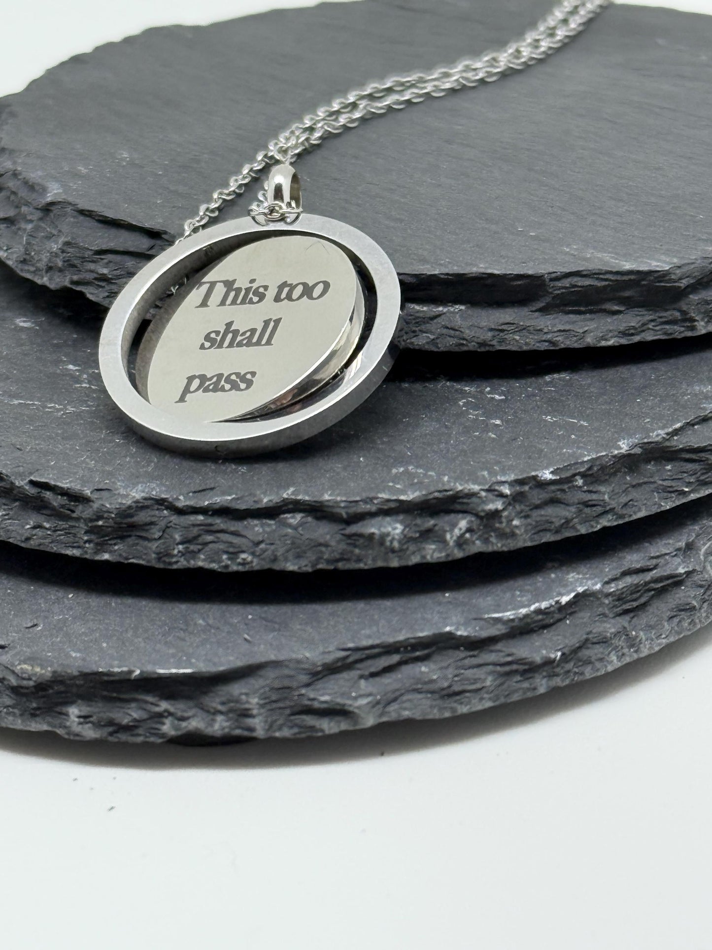 Personalised Spinner Necklace - Custom Engraved Medallion in Gold & Silver