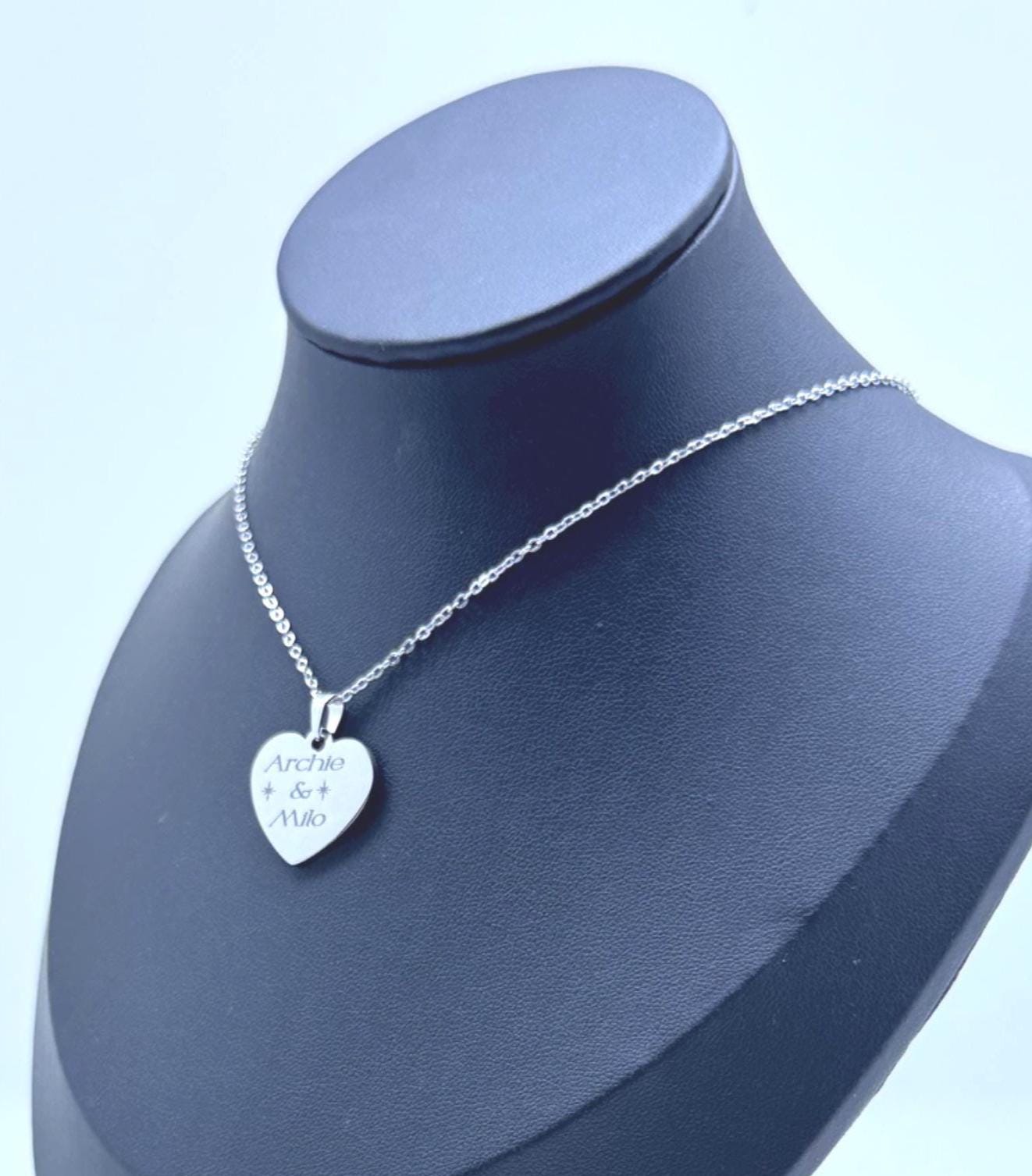 Personalised Heart Necklace - Custom Engraved Pendant in Silver, Gold & Rose Gold