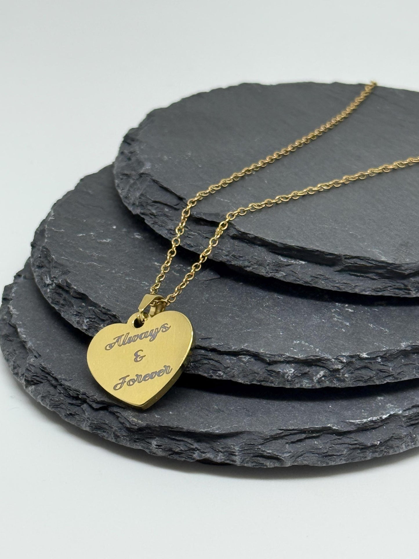 Personalised Heart Necklace - Custom Engraved Pendant in Silver, Gold & Rose Gold