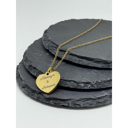 Personalised Heart Necklace - Custom Engraved Pendant in Silver, Gold & Rose Gold