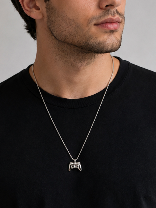 Personalised Game Controller Ashes Necklace – Engraved Memorial Urn Jewellery