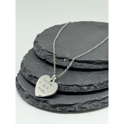 Personalised Heart Necklace - Custom Engraved Pendant in Silver, Gold & Rose Gold