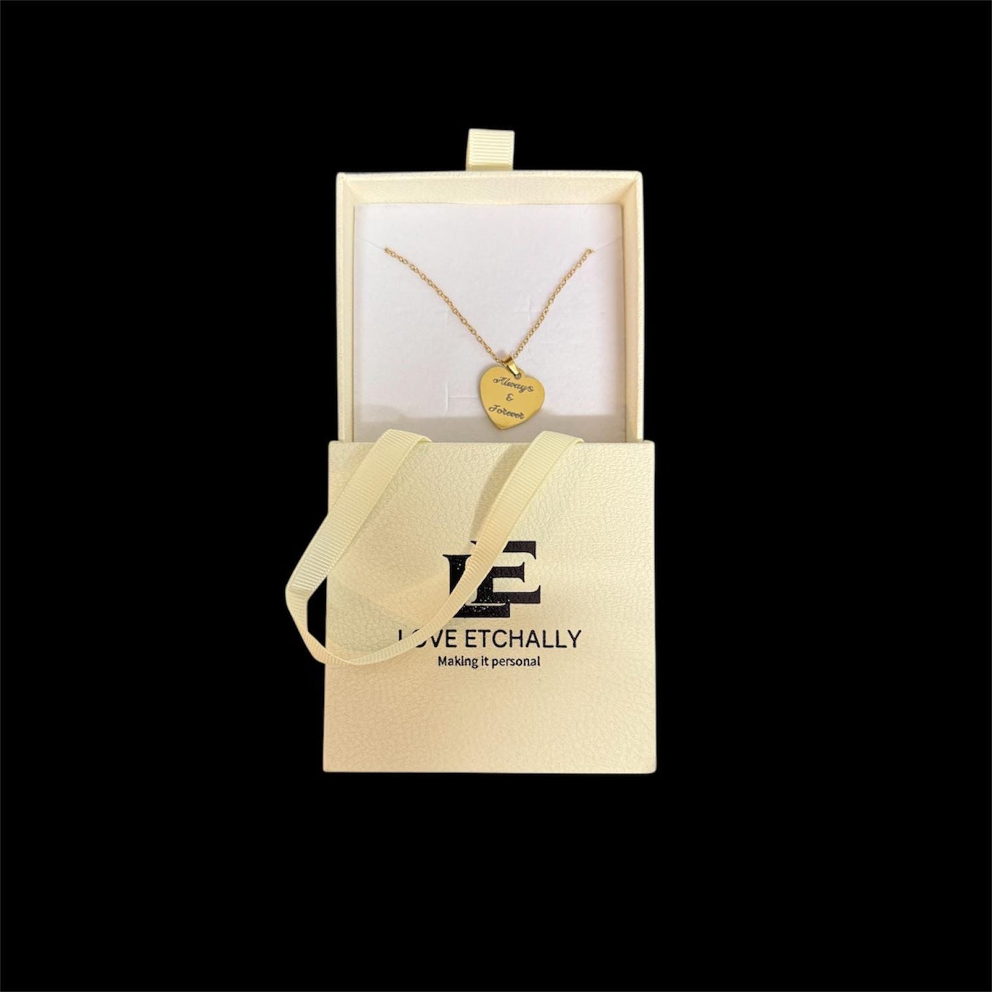 Personalised Heart Necklace - Custom Engraved Pendant in Silver, Gold & Rose Gold