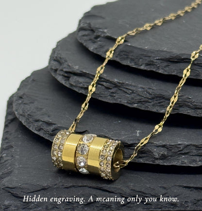 Personalised hidden engraved ring necklace with secret message UK