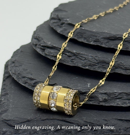 Personalised hidden engraved ring necklace with secret message UK