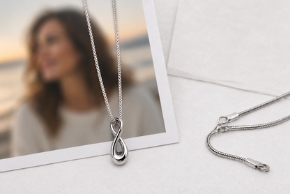 Personalised Infinity Ashes Necklace – Memorial Urn Jewellery