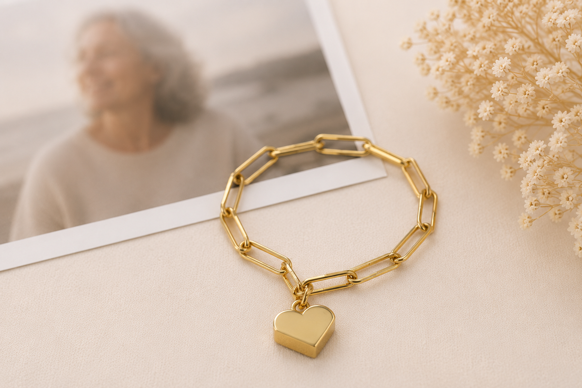 Personalised Heart Ashes Bracelet – Memorial Keepsake Urn Jewellery – Loss of Loved One Gift