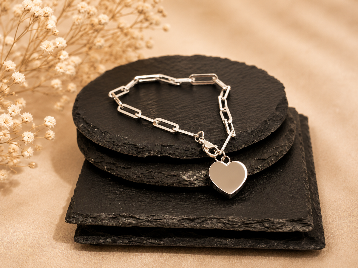 Personalised Heart Ashes Bracelet – Memorial Keepsake Urn Jewellery – Loss of Loved One Gift