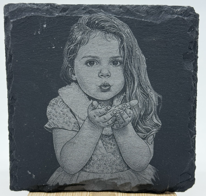 Personalised Photo Engraved Slate & Wood Coaster – Custom Photo Keepsake Gift
