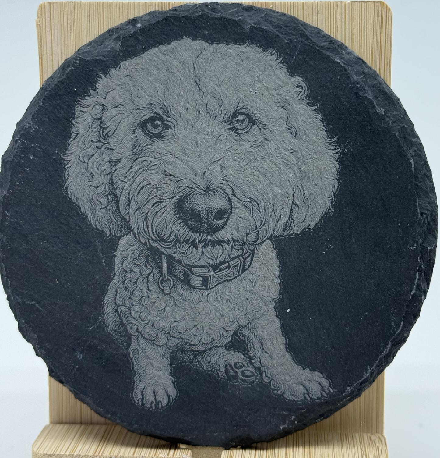 Personalised Photo Engraved Slate & Wood Coaster – Custom Photo Keepsake Gift