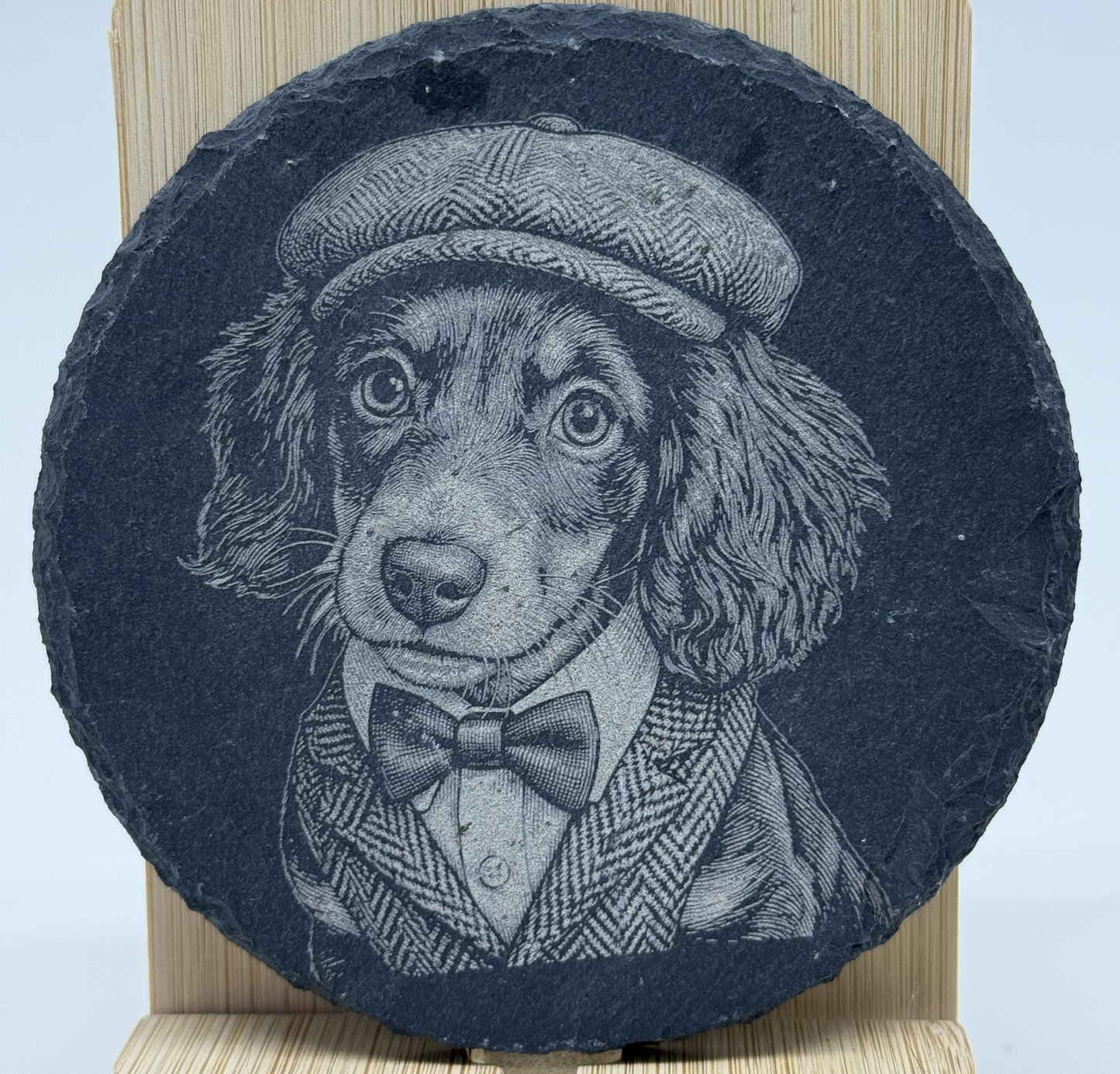 Personalised Photo Engraved Slate & Wood Coaster – Custom Photo Keepsake Gift