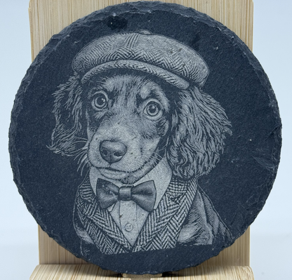 Personalised Photo Engraved Slate & Wood Coaster – Custom Photo Keepsake Gift