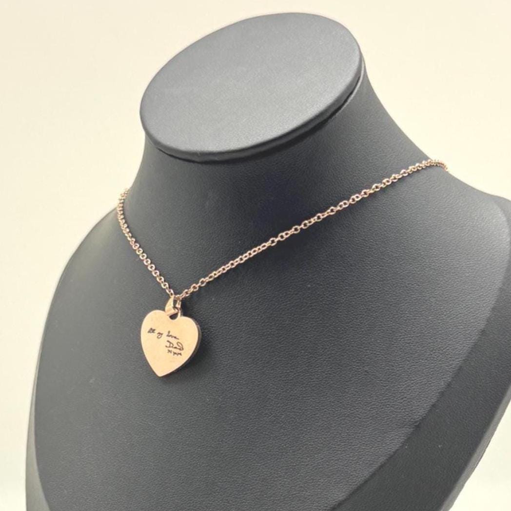 Personalised Heart Necklace - Custom Engraved Pendant in Silver, Gold & Rose Gold