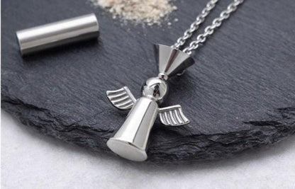 Personalised Angel Ashes Necklace – Memorial Keepsake Urn Jewellery – Loss of Loved One Gift