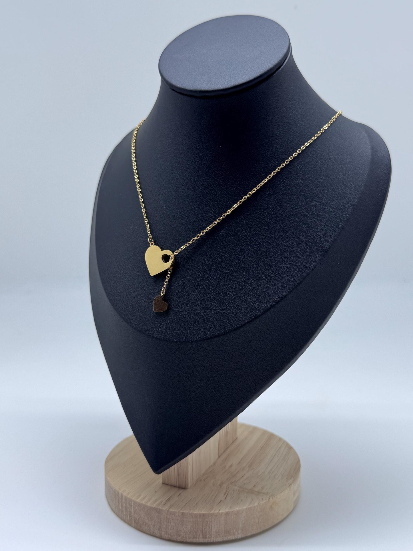 Personalised Engraved Heart Drop down Pendant Necklace.  Gold or Silver.