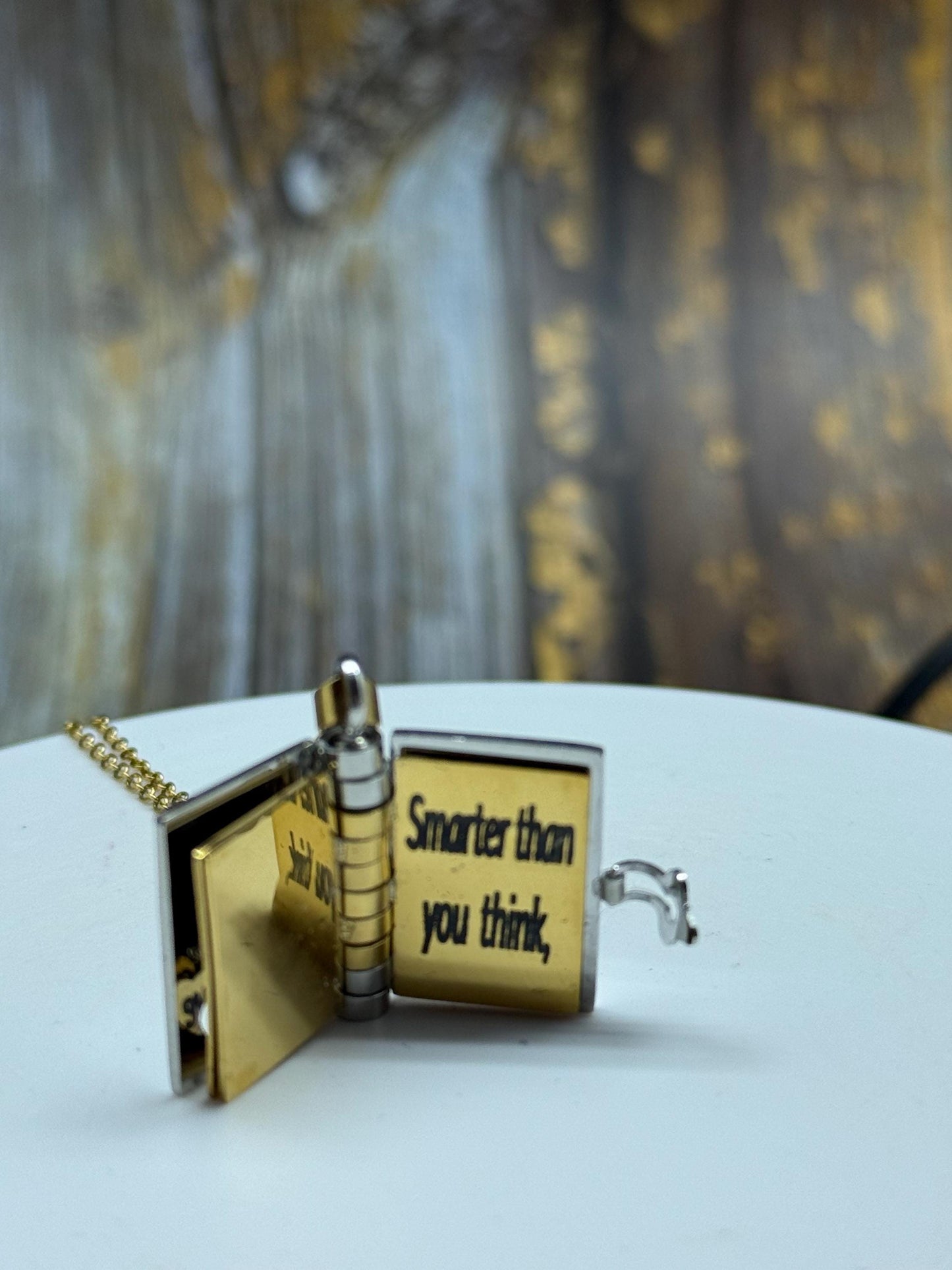 Personalised Book Locket Necklace - Custom Engraved Message