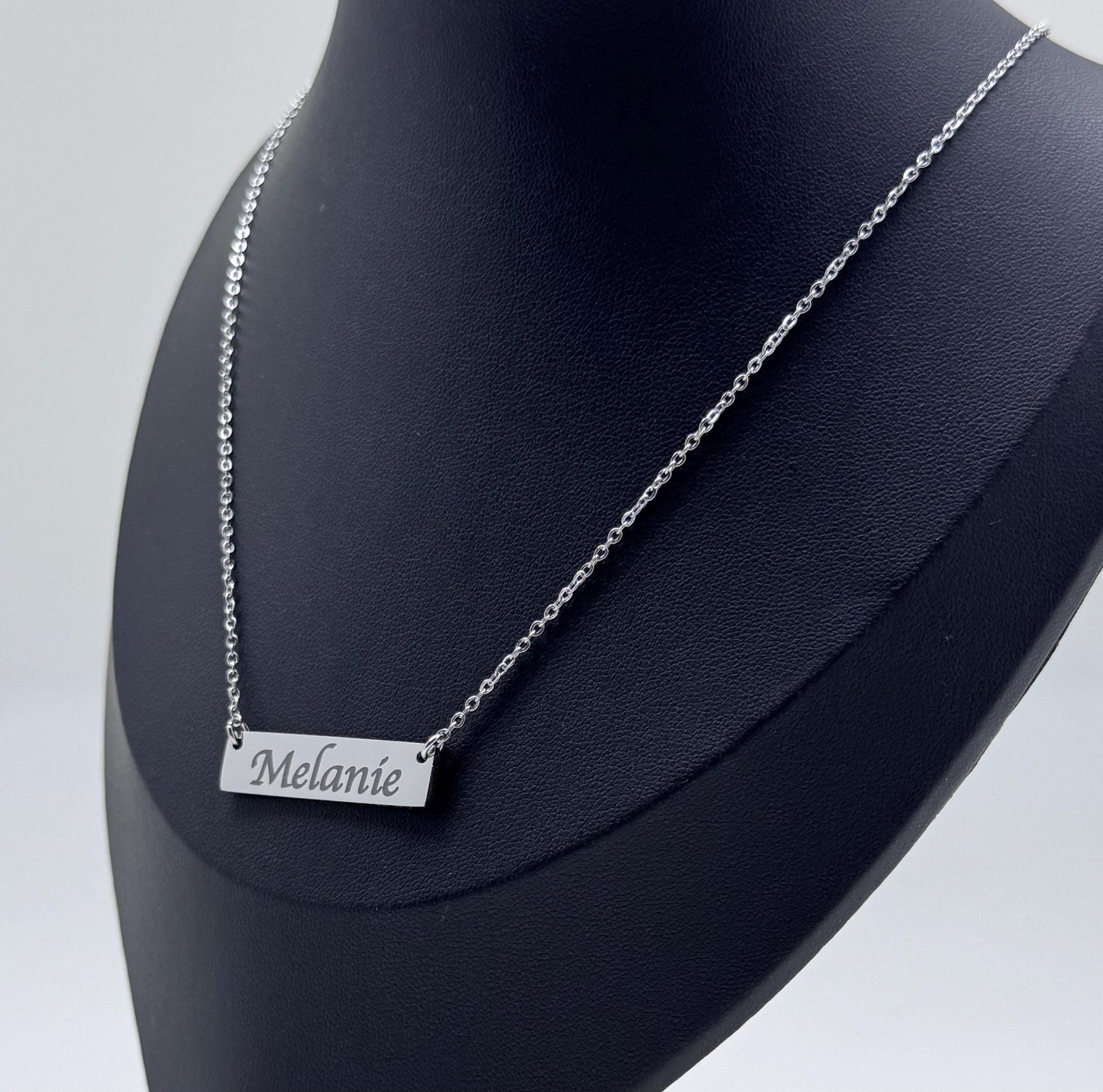 Personalised Bar Necklace - Custom Engraved Nameplate Gold & Silver