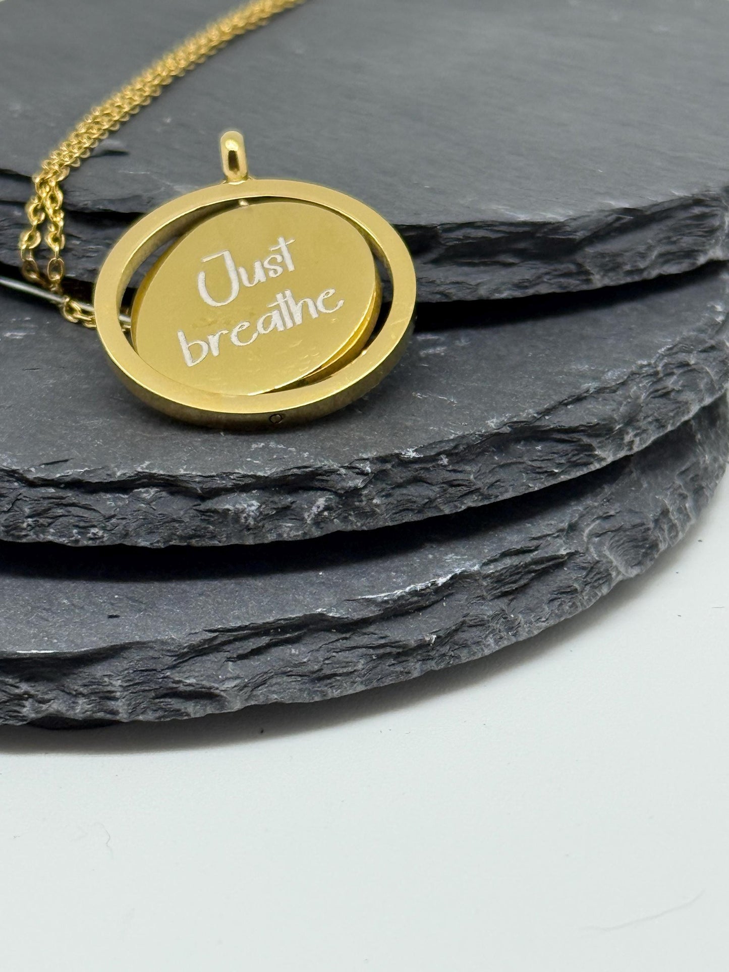 Personalised Spinner Necklace - Custom Engraved Medallion in Gold & Silver
