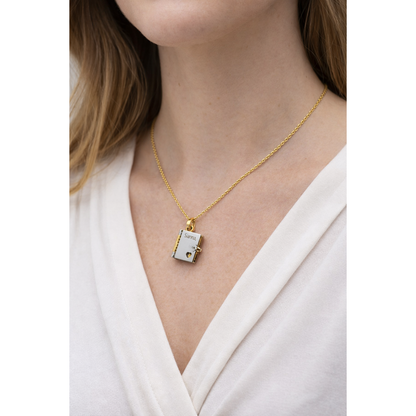 Personalised Book Locket Necklace | Custom Engraved Message