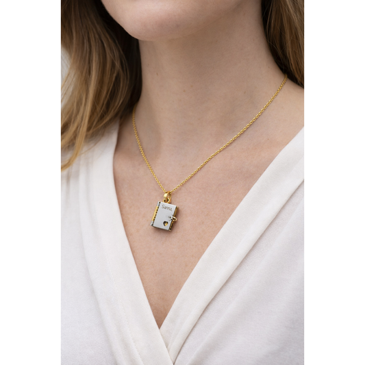 Personalised Book Locket Necklace | Custom Engraved Message