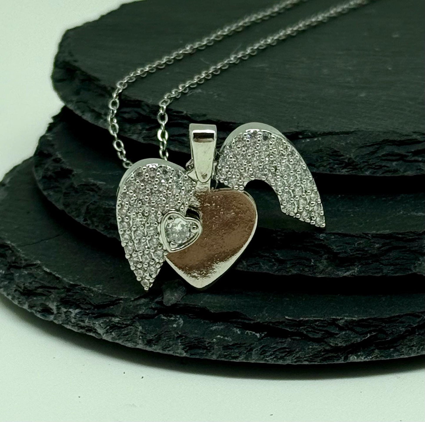 Hidden Heart Angel Wing Necklace – Personalised Memorial Keepsake (Gold or Silver)