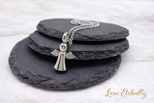 Personalised Angel Ashes Necklace – Memorial Keepsake Urn Jewellery – Loss of Loved One Gift