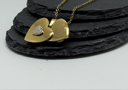 Hidden Heart Locket Necklace - Custom Engravend Hidden Message