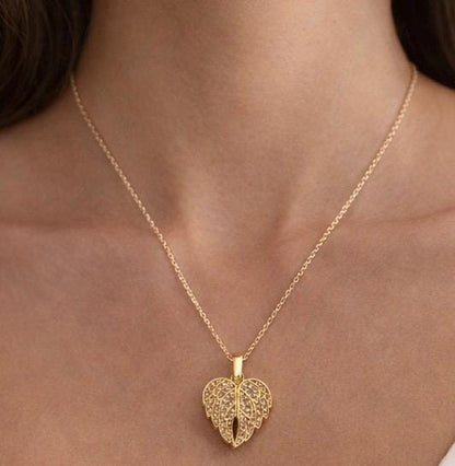 Hidden Heart Angel Wing Necklace – Personalised Memorial Keepsake (Gold or Silver)