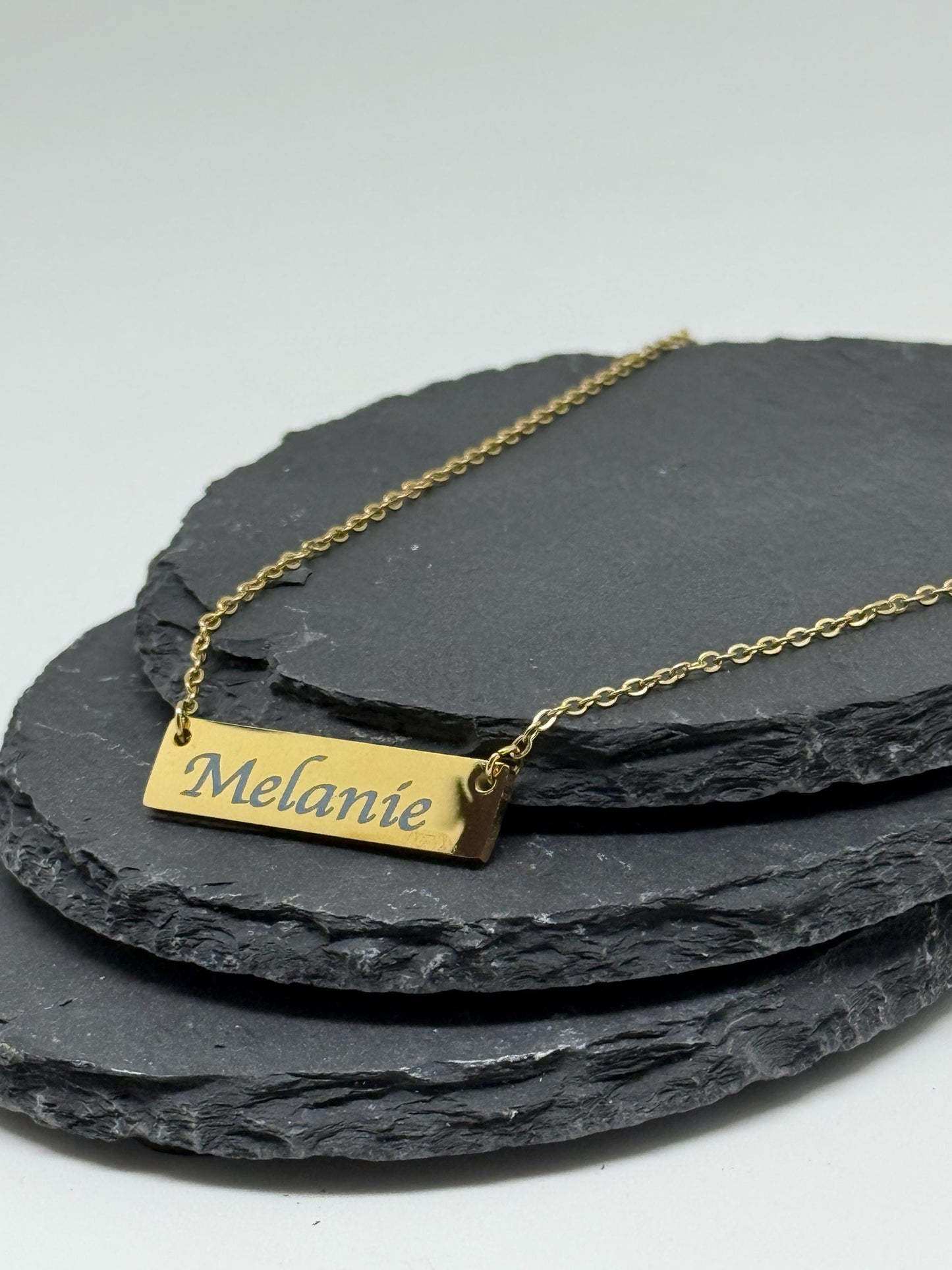 Personalised Bar Necklace - Custom Engraved Nameplate Gold & Silver
