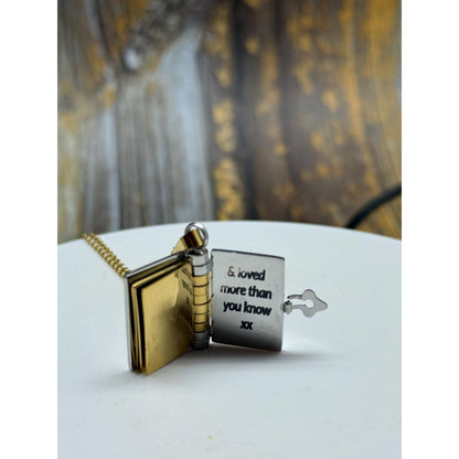 Personalised Book Locket Necklace | Custom Engraved Message