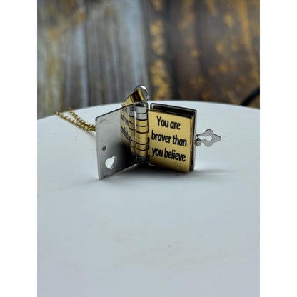 Personalised Book Locket Necklace | Custom Engraved Message