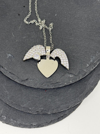 Hidden Heart Angel Wing Necklace – Personalised Memorial Keepsake (Gold or Silver)