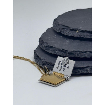 Personalised Book Locket Necklace | Custom Engraved Message
