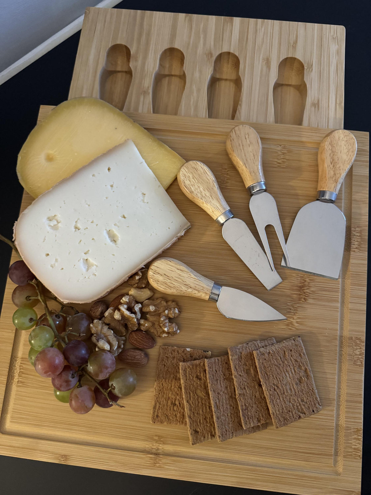Personalised Engraved Cheese Board Gift Set, Engraved Charcuterie Board with Cheese Knives.
